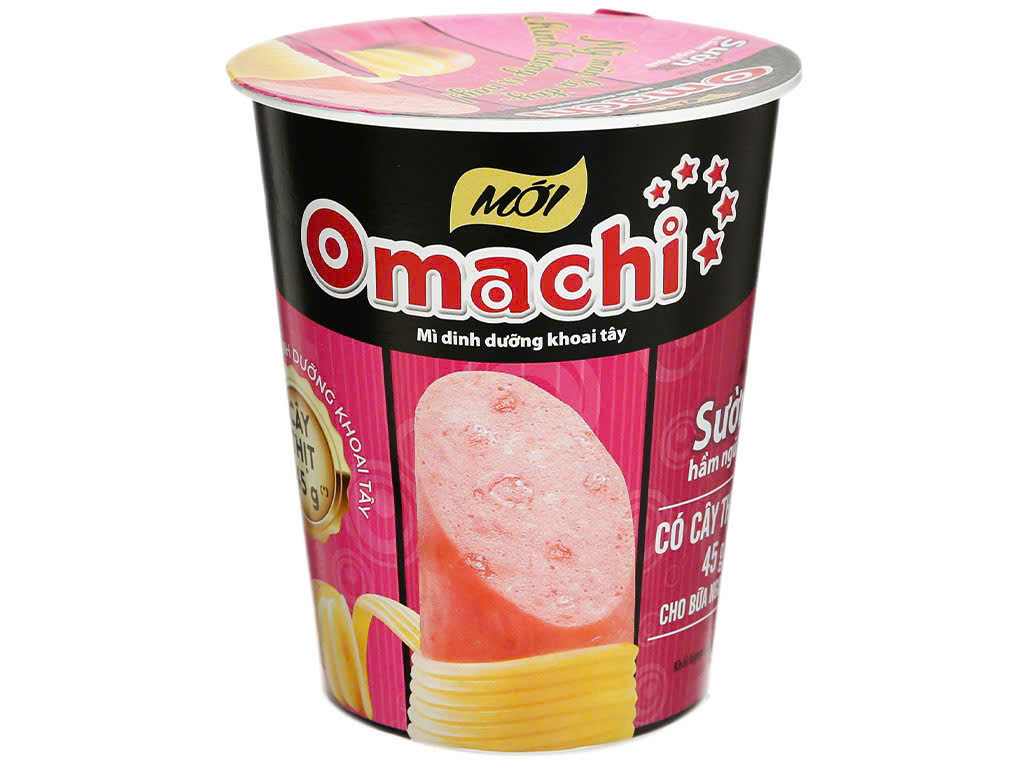 Mì Omachi sườn hầm ngũ quả có cây thịt thật- Thùng 24 ly x 113g