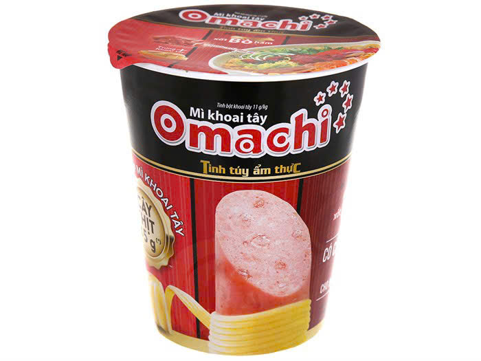 Mì Omachi xốt bò hầm có cây thịt thật- Thùng 24 ly x 113g