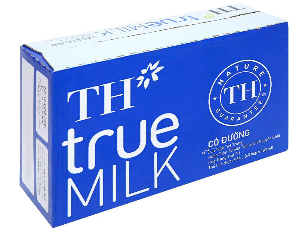 TH true milk có đường - Thùng 48 hộp x 180ml