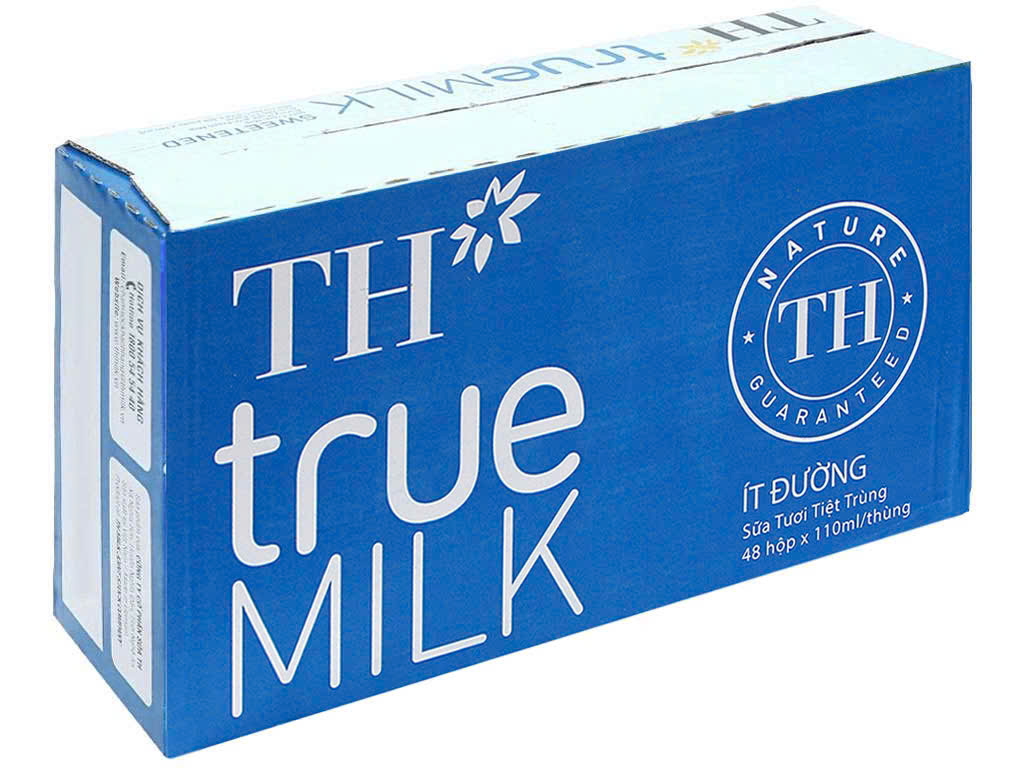 TH true milk ÍT đường - Thùng 48 hộp x 180ml