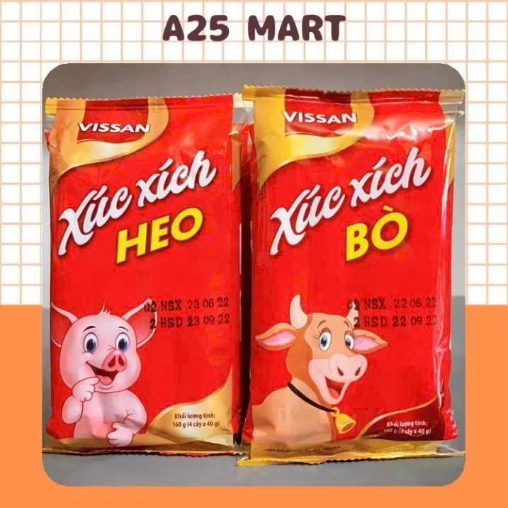 Xúc xích Vissan Bò  - Thùng 25 gói x 160g