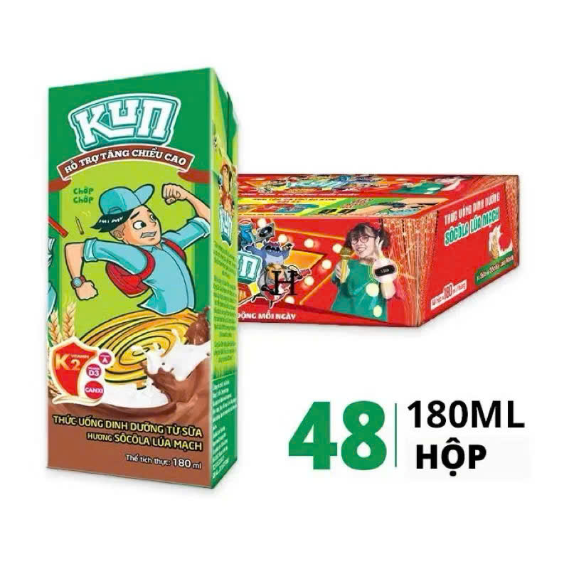 Thức uống dinh dưỡng LIF KUN hương sô cô la lúa mạch hộp 180ml - Thùng 48 hộp x 180ml