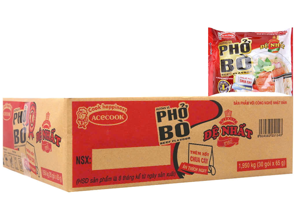 Phở bò Đệ Nhất - Thùng 36 gói x 68g